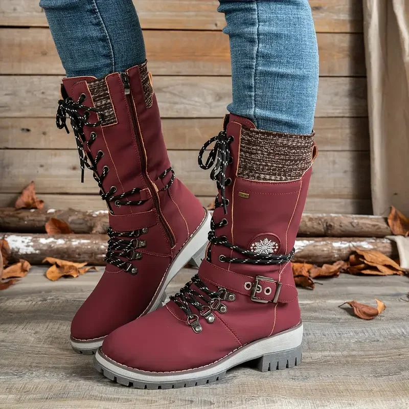 

2025 Women Ankle Boots Non-slip Fuzzy Snow Boots Comfortable Solid Color Shoes Soft Sole Chunky Heel Fluff Lining Shoes Women
