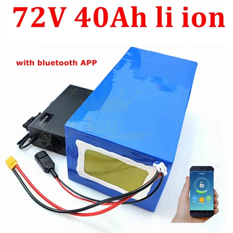 72v 40Ah li-ion battery bluetooth BMS APP lithium ion for 5000w electric snowmobile Mountain bike tractor Motorcycle scooter