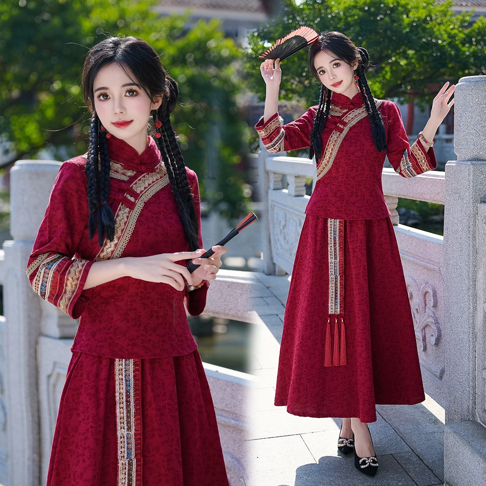 

Spring 2026 Retro Republic of Chi Slimming Two-Piece Set Small Top Cotton Ethnic Women's Faion