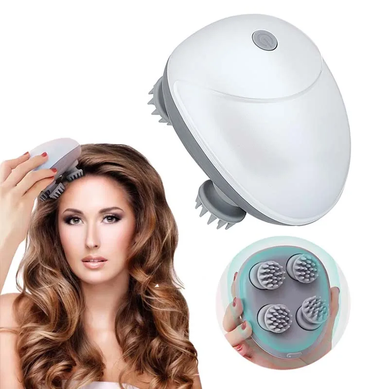 Cordless Electric Scalp Massager Handheld 2 Speeds Vibrating Head Massager With 96 Silicone Nodes for Hair Deep Clean Growth