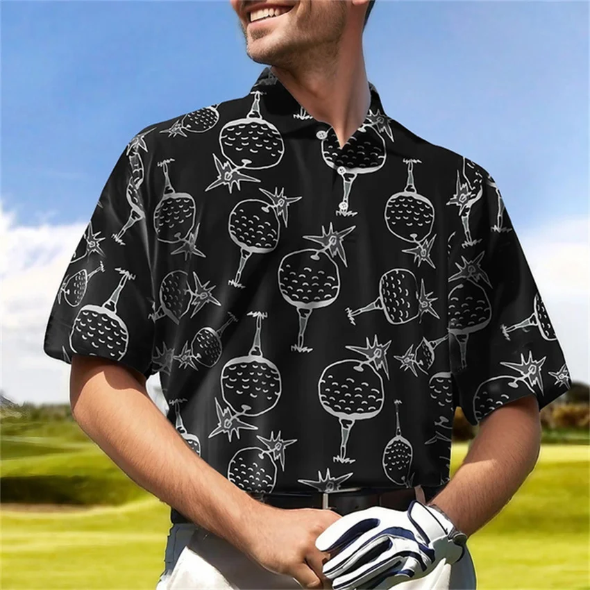 Camiseta polo de golfe de luxo coreana masculina, camiseta de verão para homem, camiseta esportiva de manga curta, camisas extragrandes, roupas de