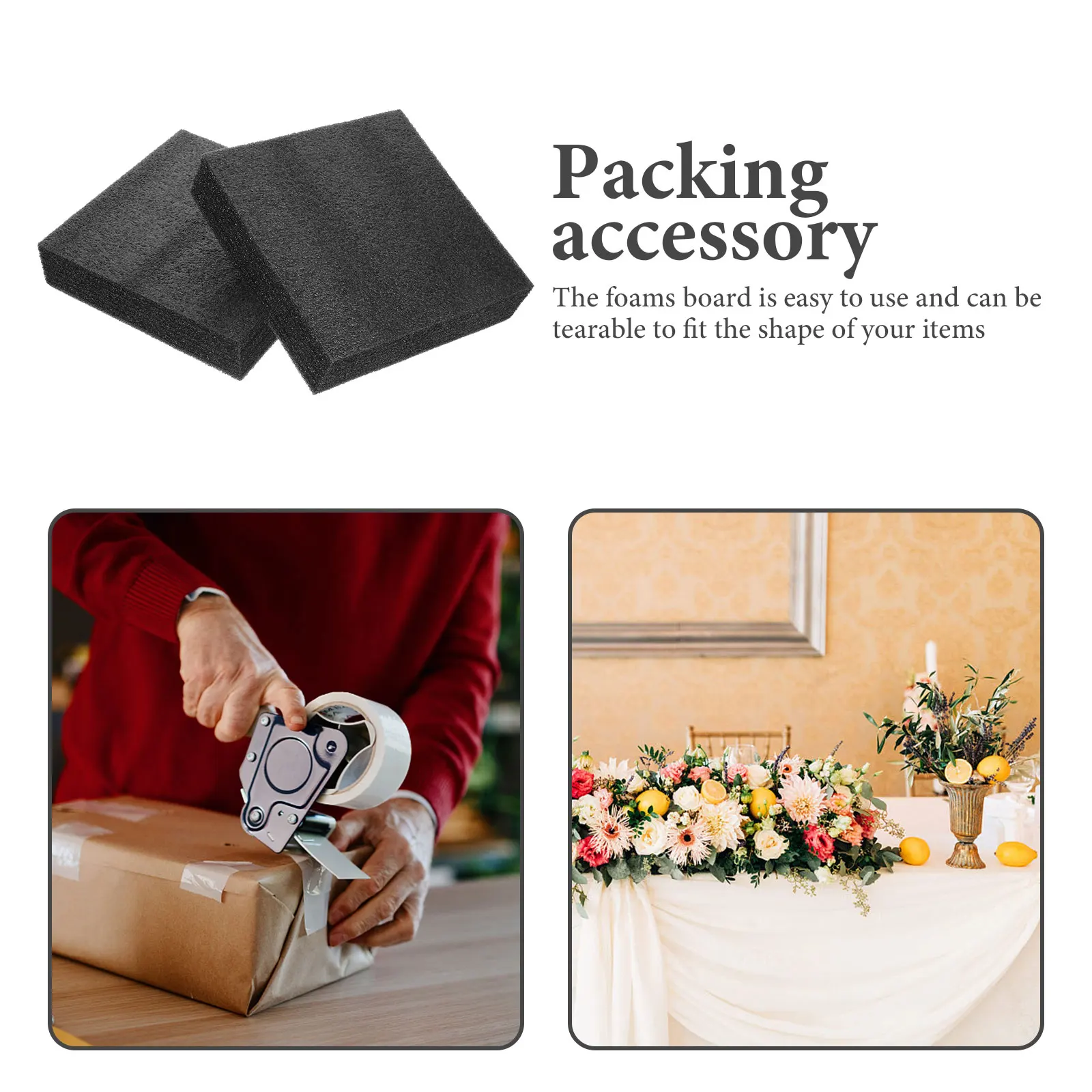 

2Pcs Black Boards Multi-Use Packing Liners Shockproof Delivery Inserts Professional Expanding Foam Packaging Supplies