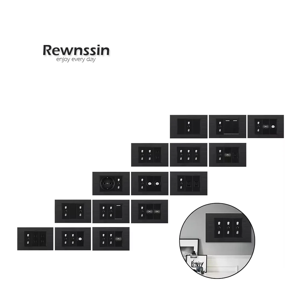 

Универсальная стандартная розетка ЕС, бытовая розетка 250V118, тип, черная металлическая розетка, переключатель ТВ, спутниковая розетка RJ45, HDMI USB