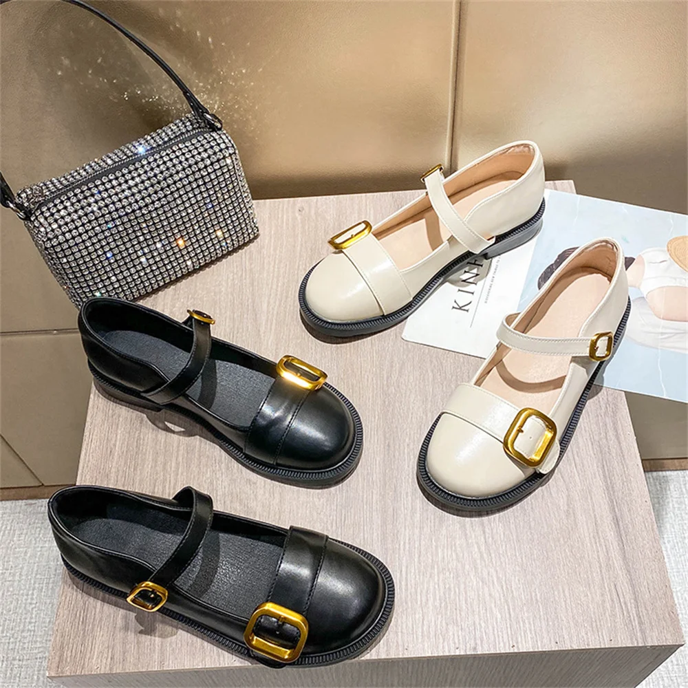 Single shoe women 2024 JK small leather shoes women flat new spring and autumn French round head loafers retro Mary Jane shoes