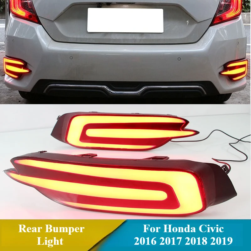 

Для Honda Civic 2016 2017 2018 2019 Автомобильный светодиодный отражатель заднего бампера Модифицированный задний противотуманный фонарь DRL Стоп-сигнал дневного света