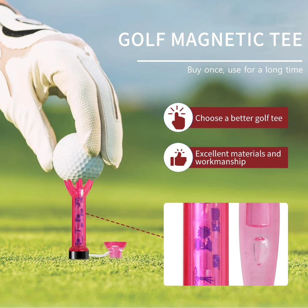 Caiton Golf Tees 2 Adet |   Renkli Plastik Top Tutucu ile Premium Manyetik Tişörtler |   80MM ve 70MM Uzunlukta |   Golf Ekipmanları Aksesuarları