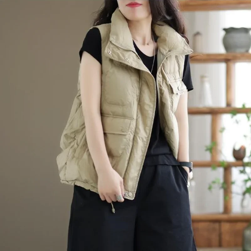 Down Sleeveless Vests Jacket For Women Coat Puffer Vest Jackets Woman Winter 2024 Lightweight With High Quality Coats Trend