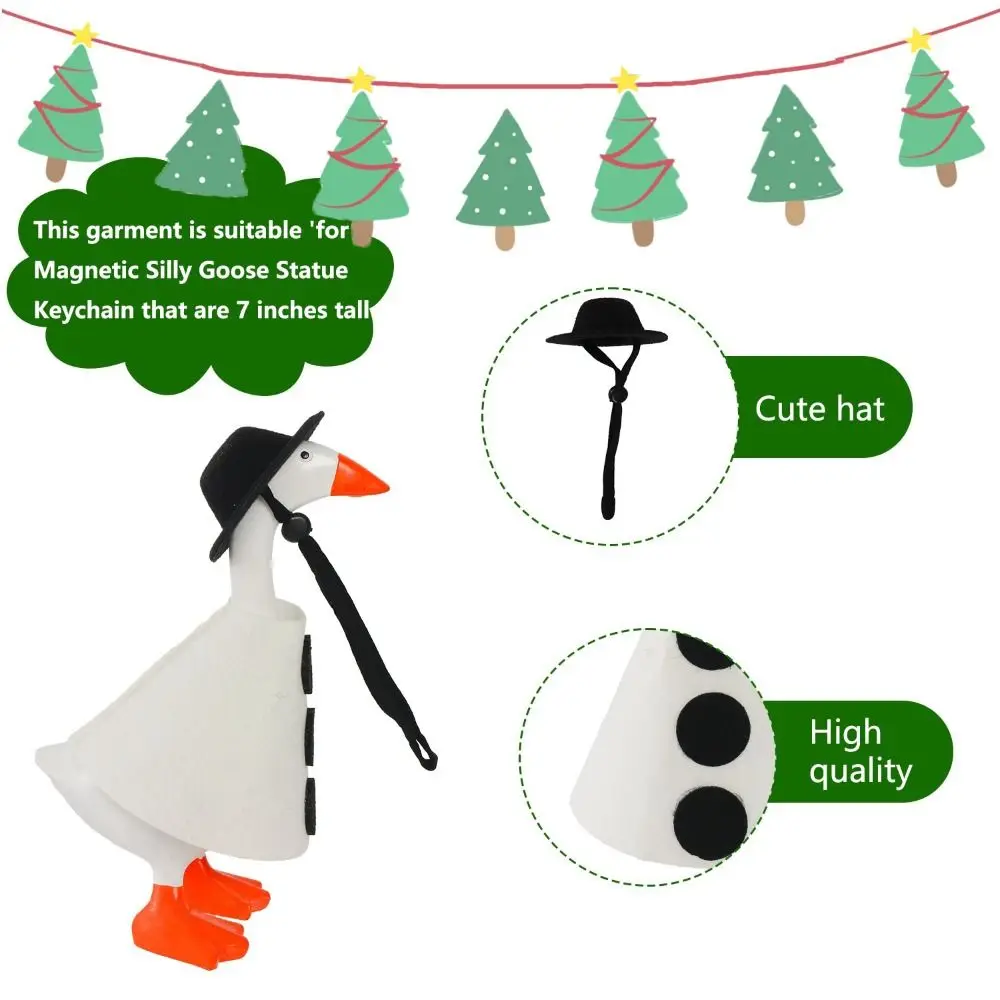 Cute Fabric Goose Statue 7-Inch Christmas Tree Shaped Pet Clothes With Hat Red And White Striped Scarf Holiday Decoration Yard