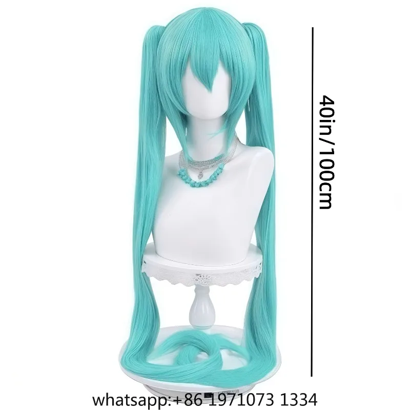 Long Synthetic Fiber Wig in Green Anime Style Suitable for Daily Wear, Birthdays, Heat-Resistant Fiber, Role-Playing