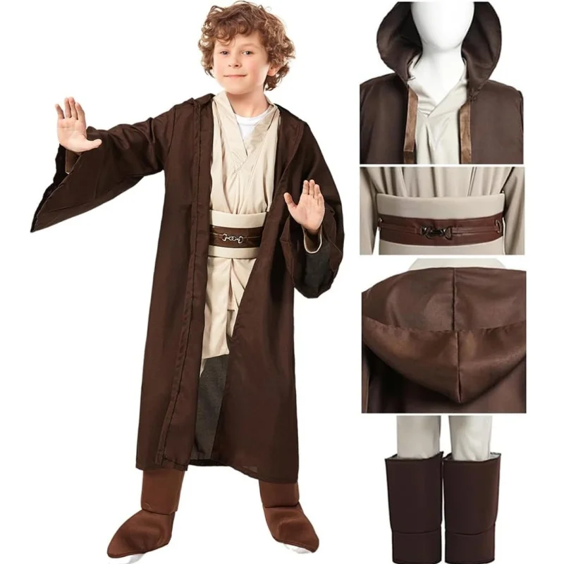 

New Jedi Knight Cosplay Costume Obi Wan Kenobi Uniform Suit Hooded Cloak Clothing Halloween Party Stage Performance Costumes