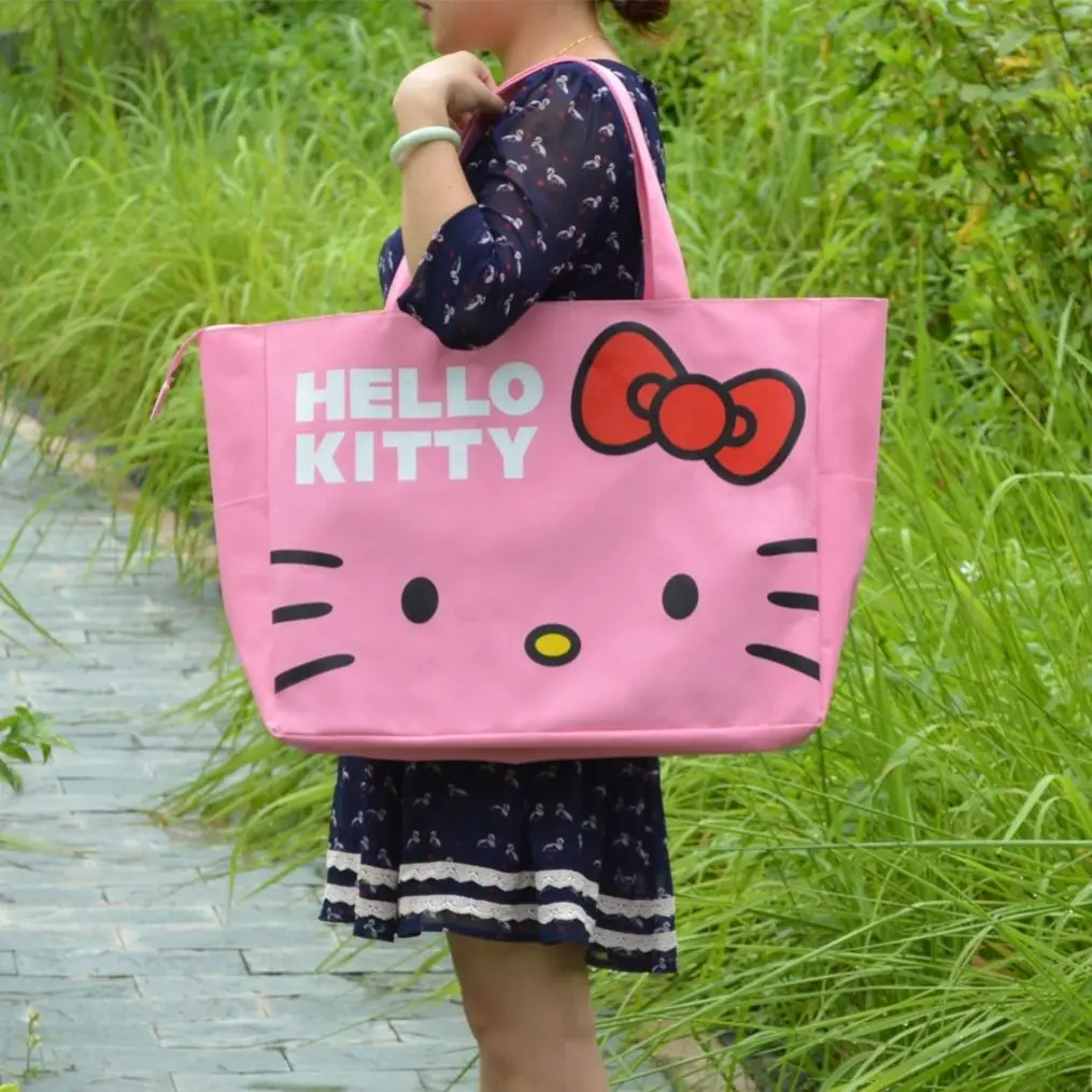 Organizer da viaggio Hello Kitty Shopping Bag borsa a tracolla carina borsa da viaggio per donna borsa in tela impermeabile 60cm * 13cm * 37cm