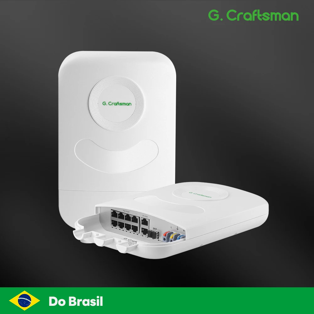 B, Switch POE Externo 8 Portas à Prova d'Água com 2 Portas Gigabit e Uplink SFP / IEEE 802.3af/at 30W por Porta / Distância 250m, do Brasil.