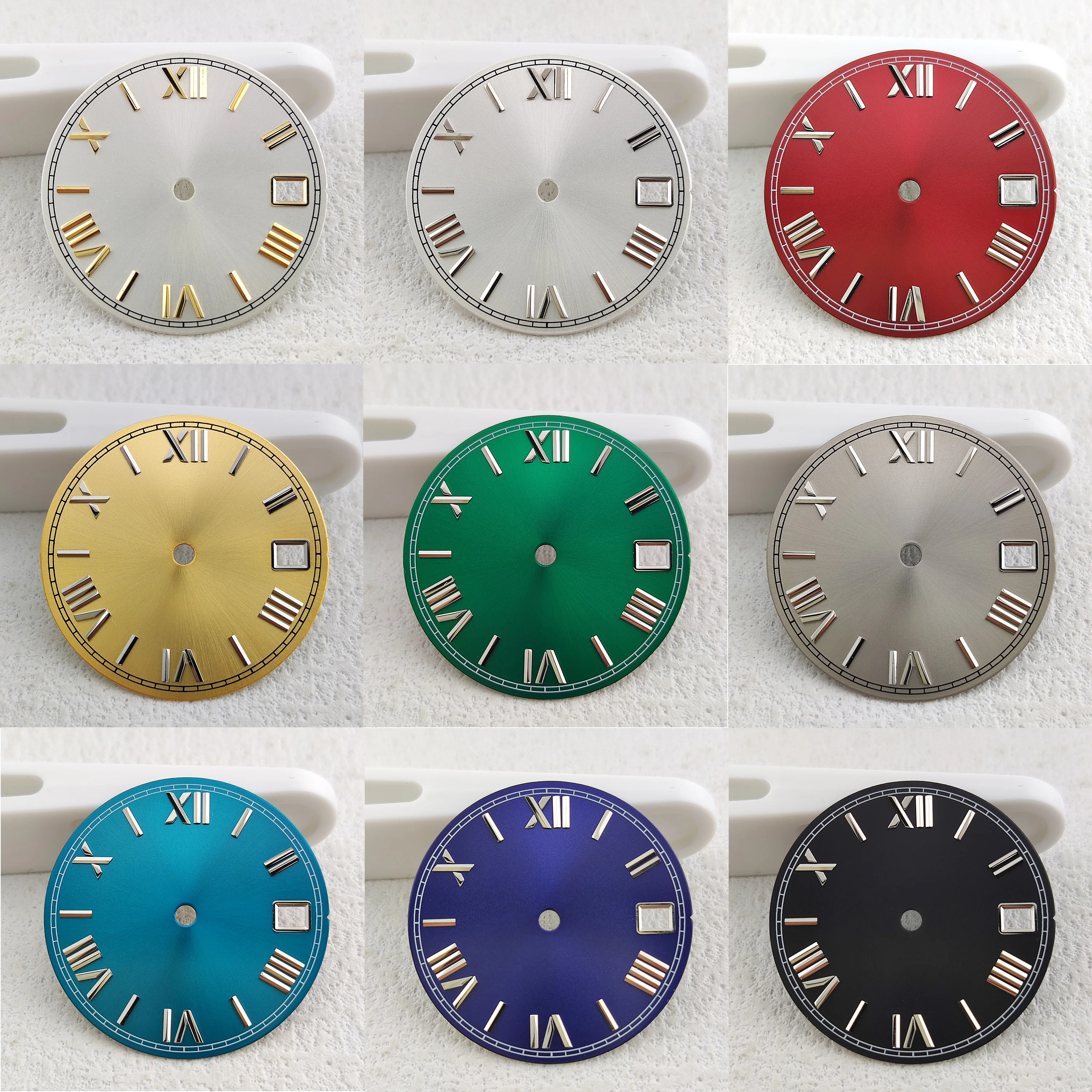 Men's watch dial NH35 dial 28.5mm Metal Roman lettering dial Watch replacement accessories Suitable for NH34 NH35 Movement parts