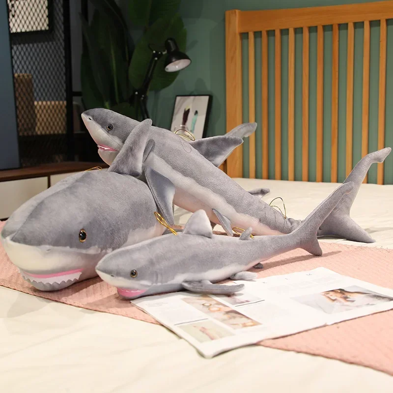 140CM Great White Shark Plush Toy Simulation Stuffed Soft Jaws Pillow Sleeping Cushion For Birthday Gifts