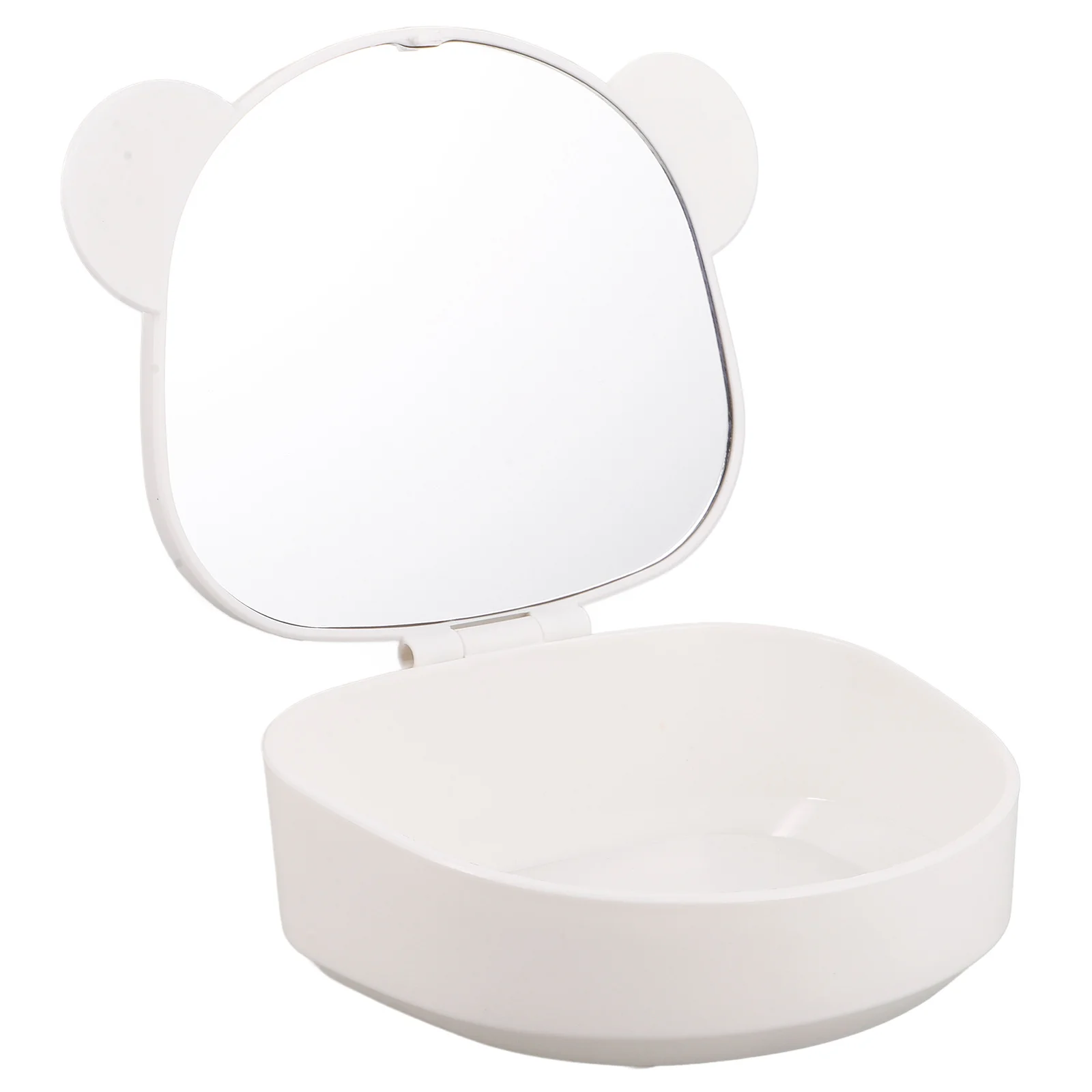 

Portable Bear Ear Makeup Organizer Mirror Compact Travel Storage Box Makeup Bag for Hair Accessories Cotton Swabs Jewelry