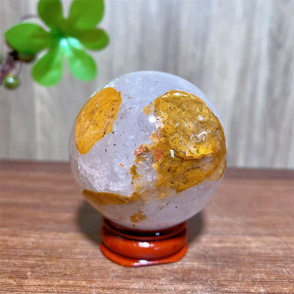 

Natural Golden Healer Sphere Crystal Healing Quartz Reiki Stone Home Decoration Gifts