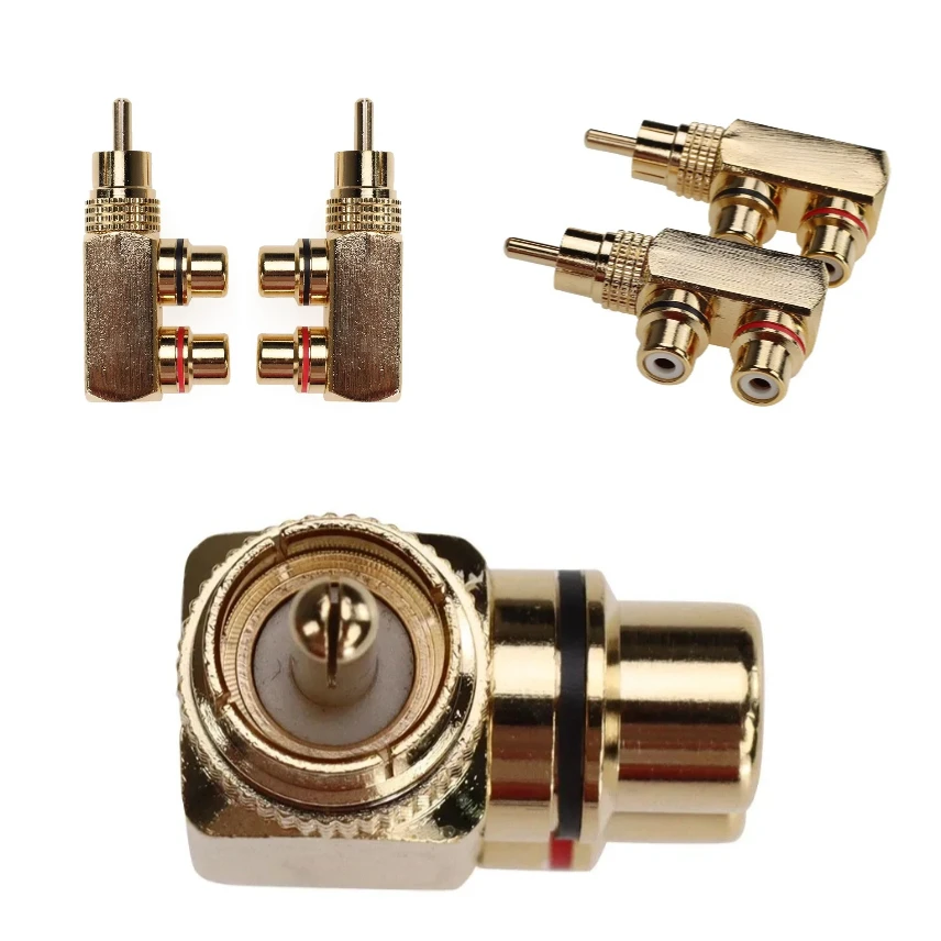 

500pcs Gold Plated RCA Splitter Adapter 1 Male to 2 Female Audio Video Plug Connector