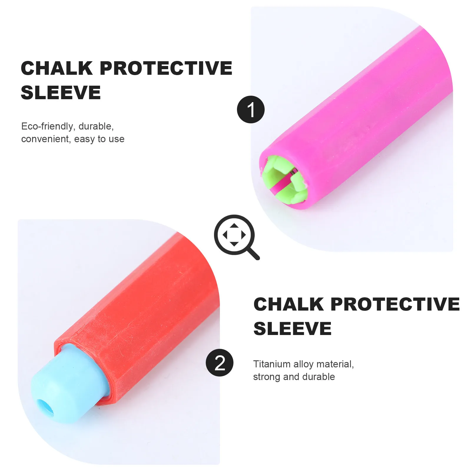 5Pcs Chalk Holder Storage Set Chalk Extender Drawing Extender Keeps Hands Clean 9.5x1.5cm Plastic Lightweight Convenient School