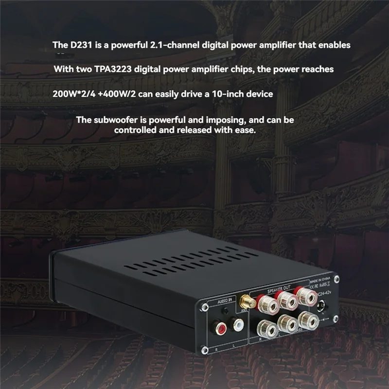 Y45A-D231 بلوتوث مكبر كهربائي مجلس عالية الطاقة 2.1 قناة مضخم الصوت الرقمي اثنين TPA3223 رقائق 200Wx 2/4Ω + 400 واط/2Ω #1