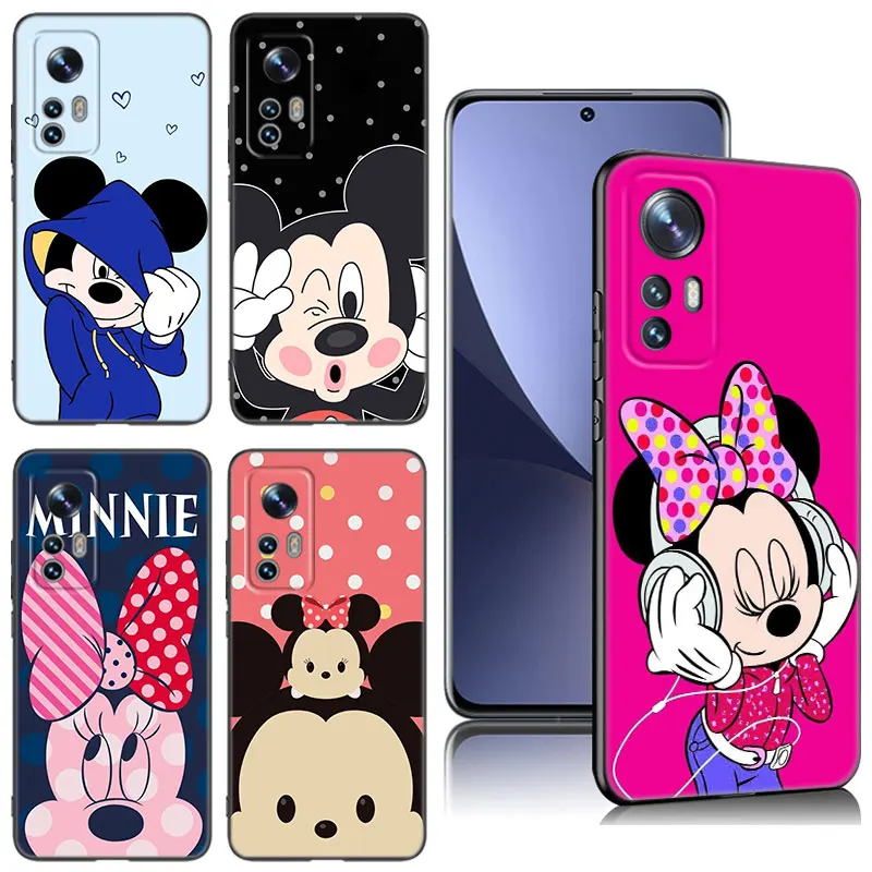 Cute M-Minnie Black Silicone Phone Case For Xiaomi Mi 9 SE 8 10 10T 11 12 13 Lite 9T 11T 12S 12T 13T 14 Pro 5G NE 11i 12X