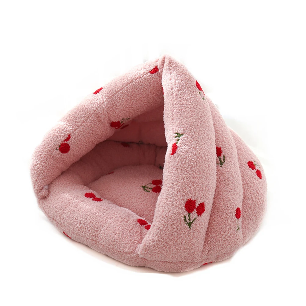 Warm Soft Puppy Nest Kennel Deep Sleep Cat Cushion House Kitten Sleeping Bag Basket For Small Dogs Cats Winter Plush Pet Bed