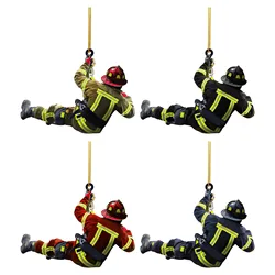 Personalized Firefighter Pendant Fireman Sculpture Ornaments Keychain Gifts Car Accessory Mirror Hanged Decor Acrylic Miniatures