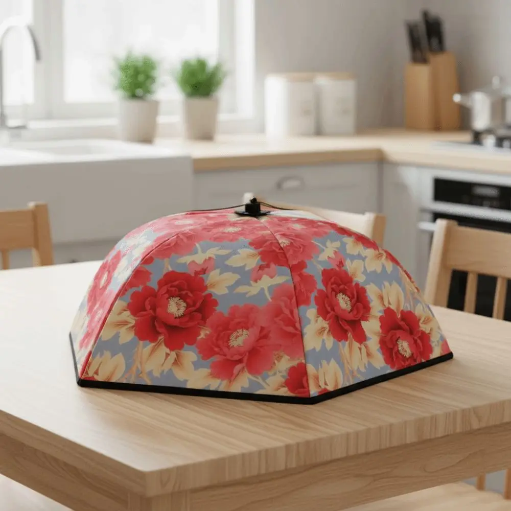 غطاء طاولة طعام قابل للتنفس قابل للطي مستدير/مربع غطاء أطباق قابل للطي مقاوم للغبار ومضاد للبعوض غطاء طعام للمنزل