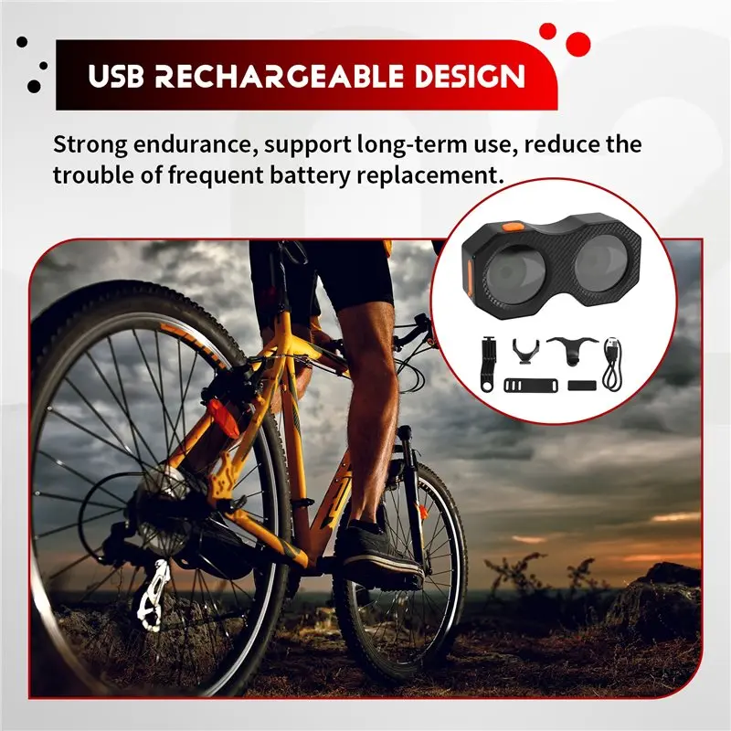 Bicycle Demon Eye Tail Light Electric Bike Demon Eye Tail Light Rechargeable Demon Eye Wireless Demon Eye Dual-Eye