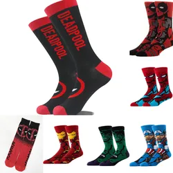 Spiderman Anime Socks for Men Hulk Women Deadpool Fashion Adult Stocking Cosplay Prop Cotton The knee socks Accessories Gift