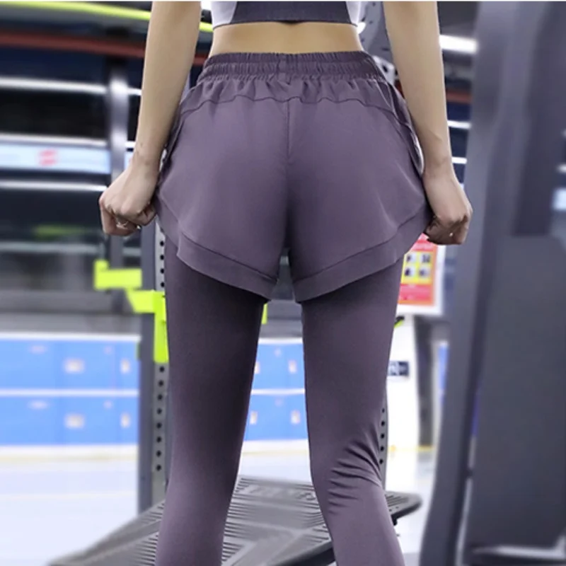 

Yoga Pants Leggings Two-piece Skirt Style Quick-drying Workout Yoga Pants Women Pockets Sport Trousers Leggings