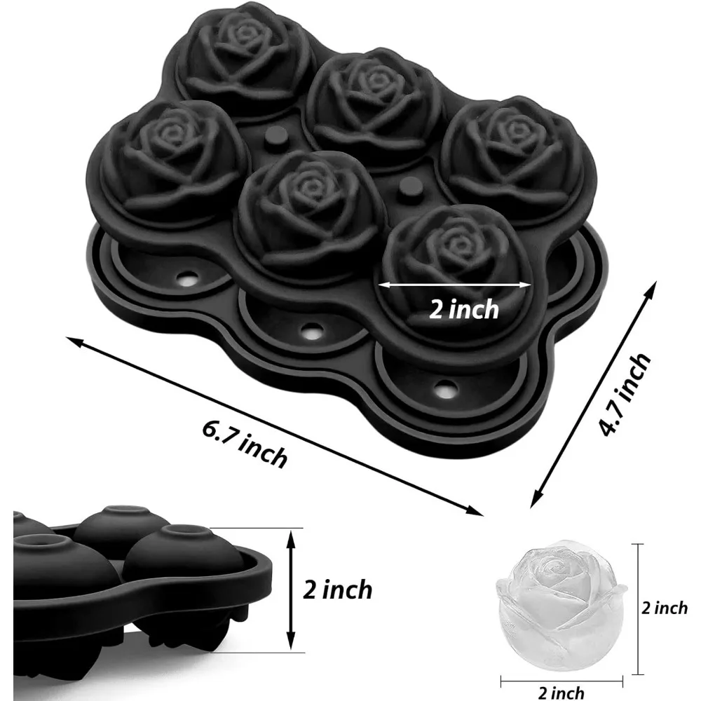 Rose Shaped Large Ice Cube Mold with Leak-proof Lid Perfect for Whisky Cocktails Beer Juice Homemade Drinks with Free 1 Funnel