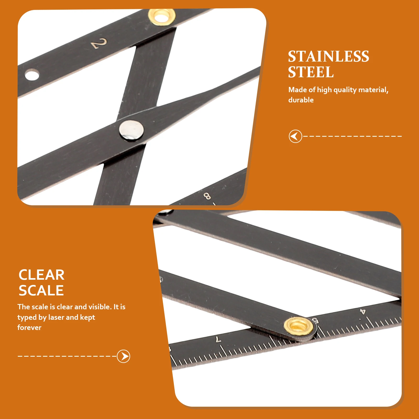 

1pc Stainless Steel Eyebrow Ruler Golden Ratio Measuring Tool Adjustable Sliding Design Lightweight Precision For Eyebrow Lip