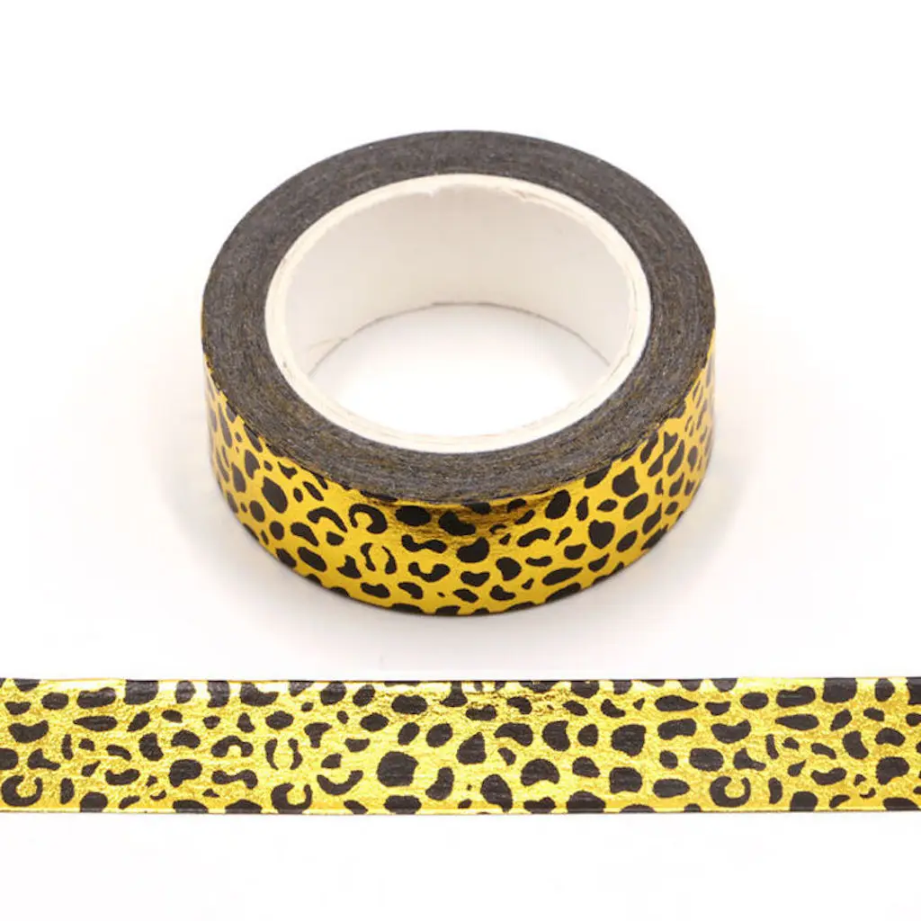 15mmx10m Superior A Beautiful Gold Foil Washi Tape With Leopard Print Scrapbooking School Stationery Masking Tape