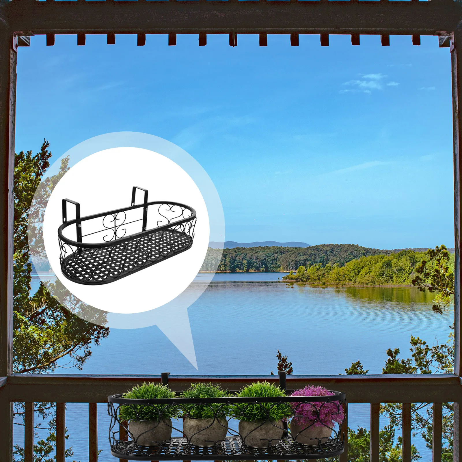 

Hanging Flower Pot Rack Sturdy Iron Plant Stand Rustproof Bonsai Shelf WallMounted Balcony Garden Outdoor Flowerpot Holder