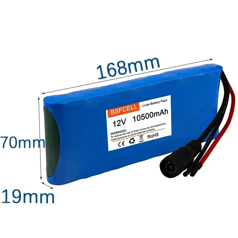 12V 3S3P Battery 10500mAh DC Rechargeable Li-ion Battery Pack For outdoor audio solar lights 12V electrical appliances.