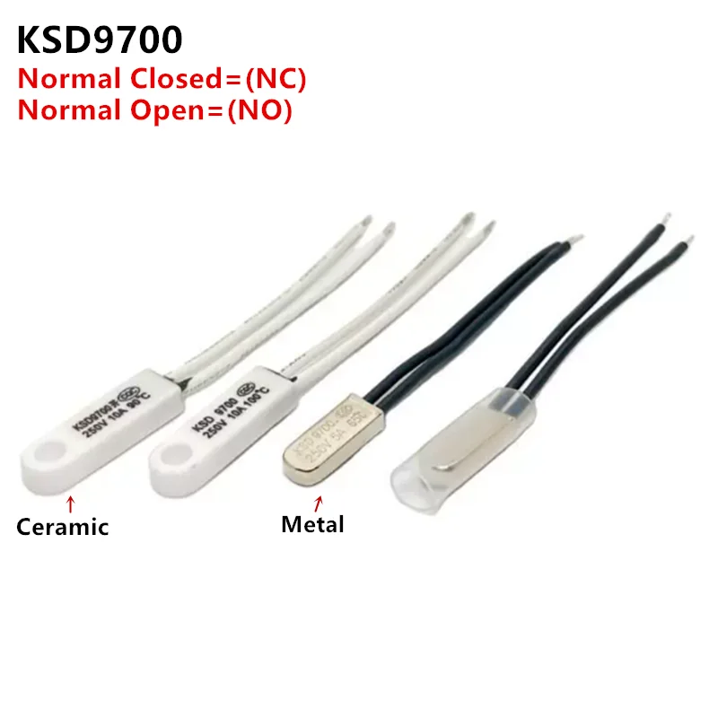 2Pcs/lot KSD9700 5A250V 40-140 Degree Celsius Normally Closed Open Bimetal Disc Temperature Switch Thermostat Thermal Protector