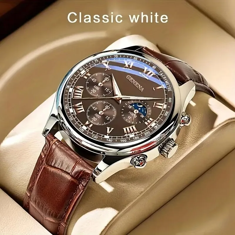 GAIETY High Quality Men's Luxury Belt Fashion Quartz Watch Men Round Business Student Sport Waterproof Glow Clock image 6