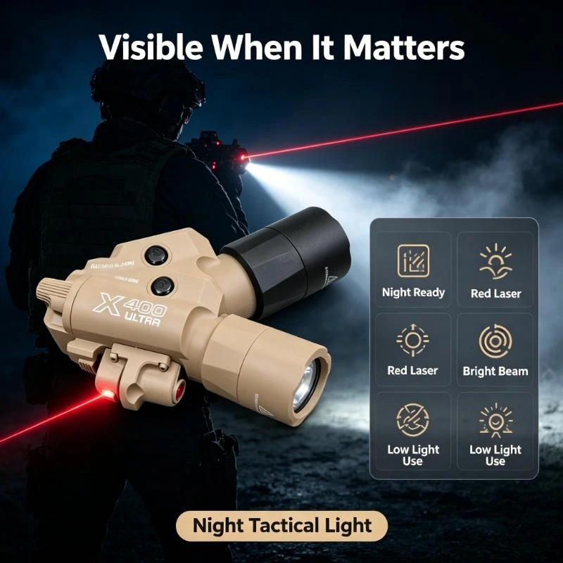 X400U Tactical Dual Function Accessory Combines Flashlight And Laser Pointer For 20Mm Rail Field Hobby Game Scenarios