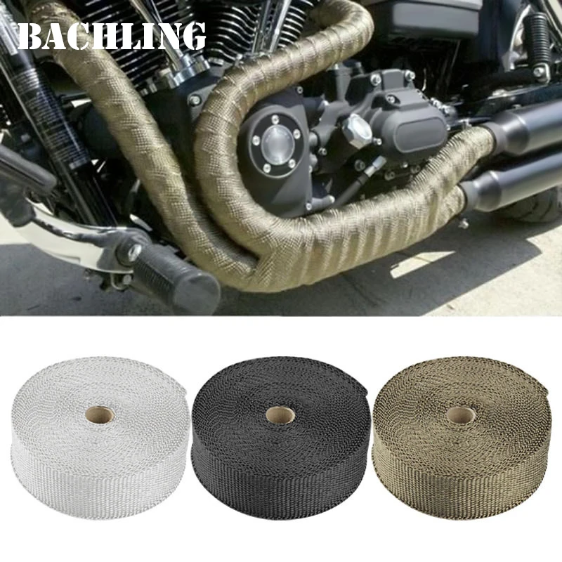 5CM Motorcycle Exhaust Heat Wrap Roll, Fiberglass Banana Cloth Thermal Tape for Exhaust Pipe High Temperature Insulation Shield