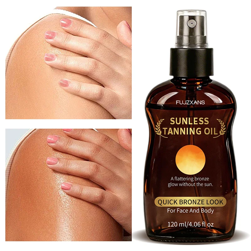 Spray de Óleo Bronzeador Sem Sol: Cria Rapidamente um Tom Bronzeado, Uniformiza o Tom da Pele, Ilumina a Complexão. Adequado para rosto e corpo