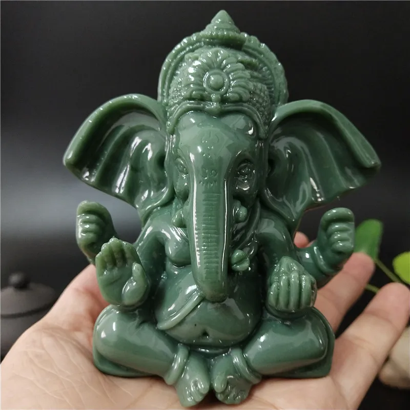 Ganesha Statue Buddha Elephant God Sculpture Man-made Jade Stone Resin Crafts Home Garden Flowerpot Decoration Buddha Statues