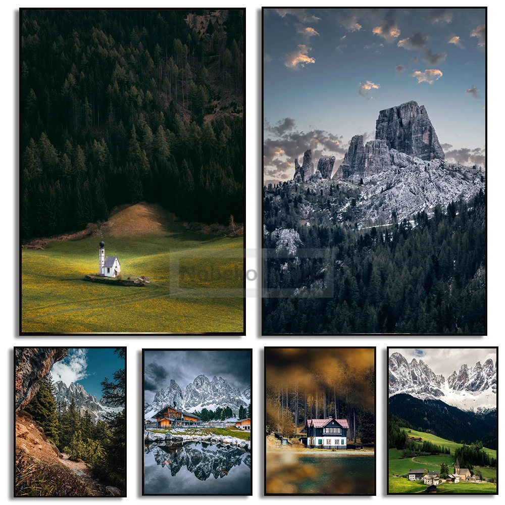 Póster y impresiones de paisaje montañoso de las Dolomitas Tre Cime di Lavaredo, pintura en lienzo, imágenes artísticas de pared, decoración para el hogar y la habitación