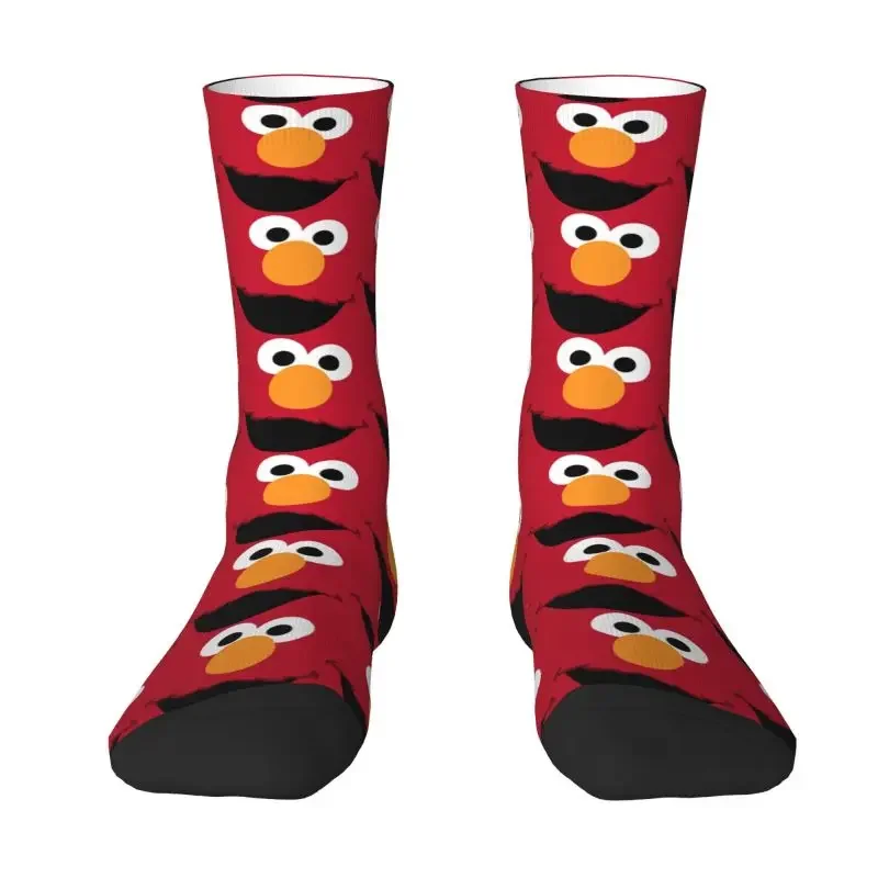 

Elmo Face Anime Men's Crew Socks Unisex Kawaii Sesames Street Spring Summer Autumn Winter Dress Socks