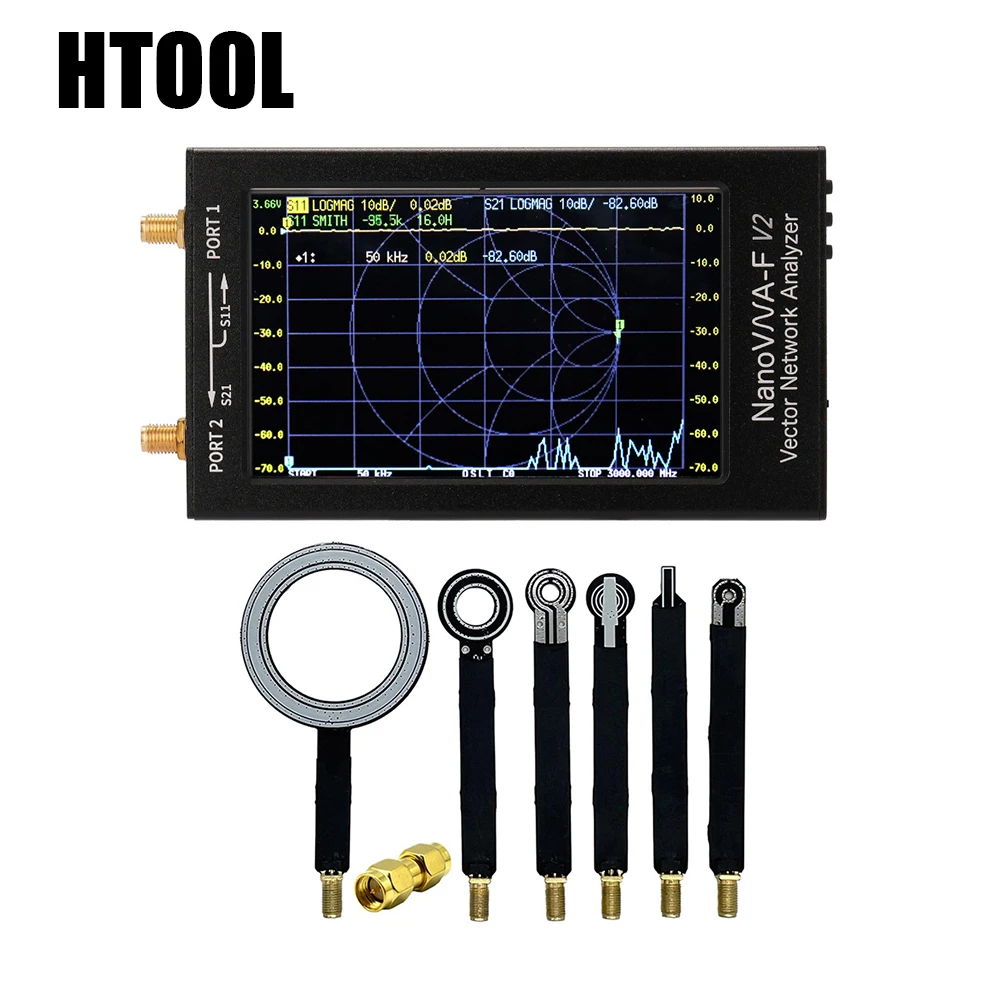 Векторный сетевой анализатор HTOOL V2 50 кГц-3 ГГц VHF UHF VNA HT08 9 кГц-3 ГГц Набор зондов ближнего поля Источник помех EMC Тест электромагнитных помех