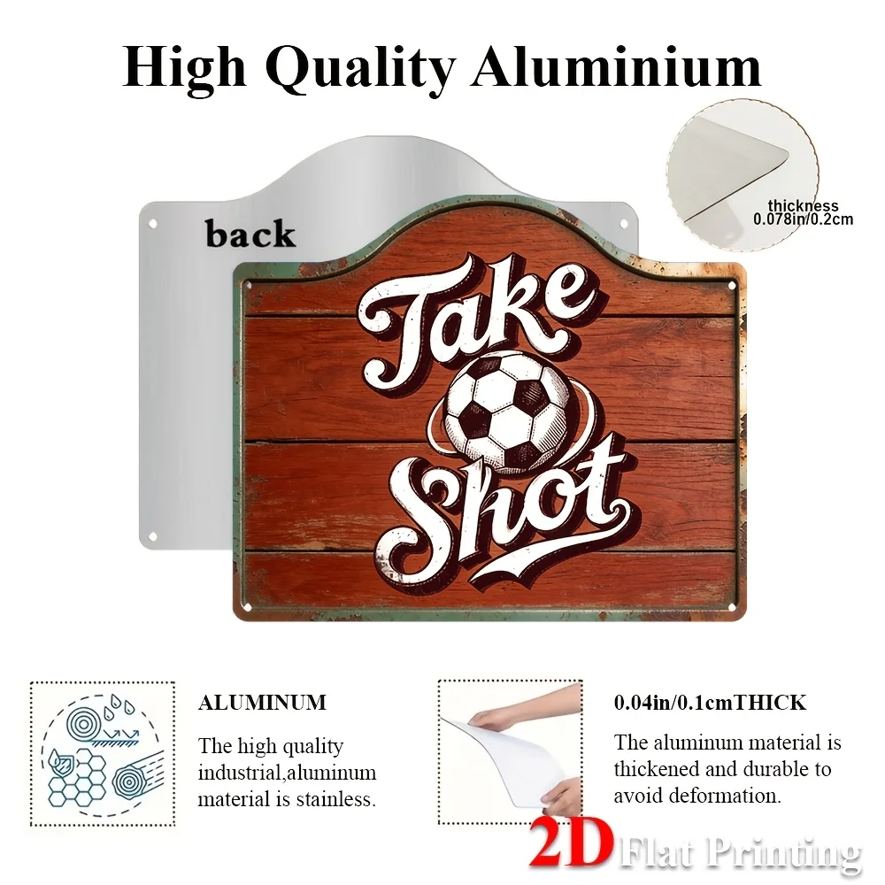 2D Flat, 1pc Vintage Soccer-Themed Sign Wall Decor - Retro 