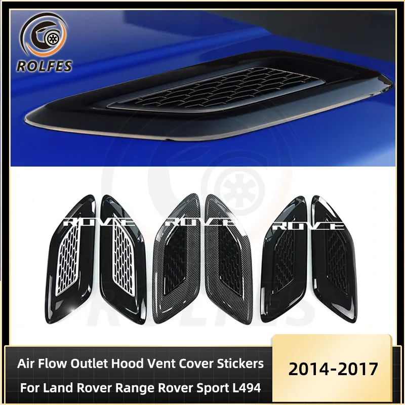 ROLFES Air Flow Outlet Hood Vent Cover For Land Rover Range Rover Sport 2014-2017 L494 Carbon Fiber/Black/Silver Car Accessories