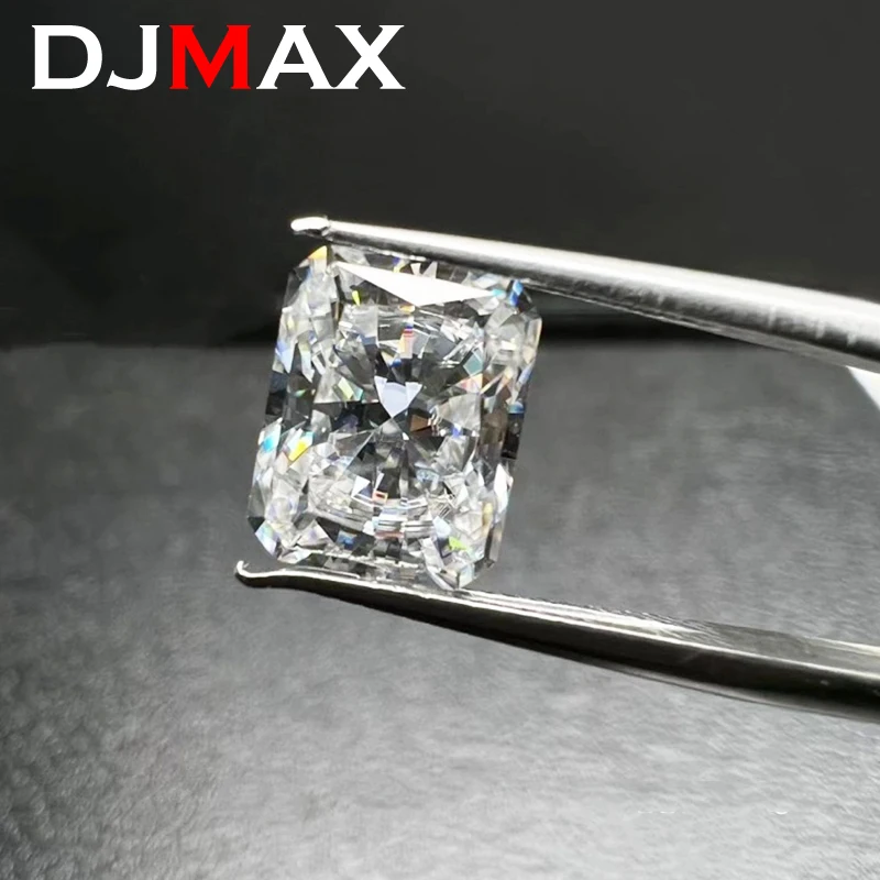 DJMAX 0.2-5ct Radiant Cut Moissanite Loose Stones Certified Moissanite Diamonds Gemstone D Color & VVS1 For Jewelry Making