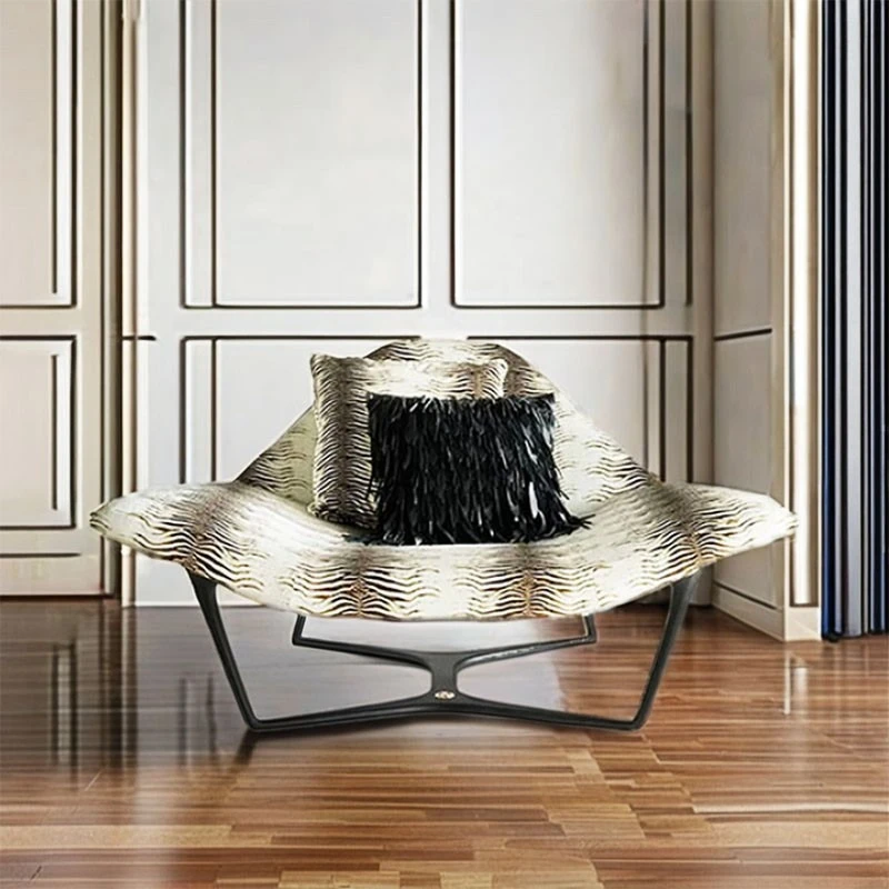 

Light luxury single sofa chair luxury villa home starfish chair modern creative fashion leopard print fabric leisure recliner