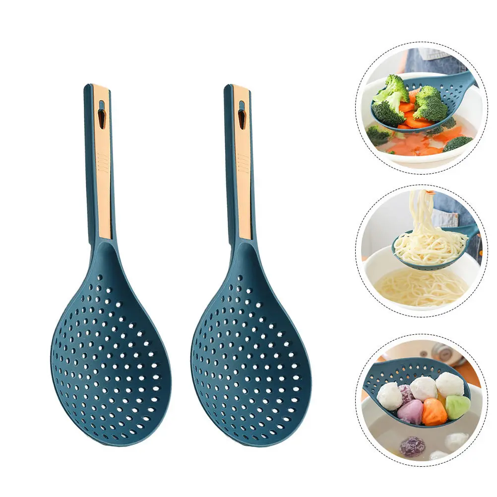 

2pcs Noodle Colander Spoon Yellow Blue Food Strainer Kitchen Utensil For Pasta Spaghetti Cooking Portable Filter Tool