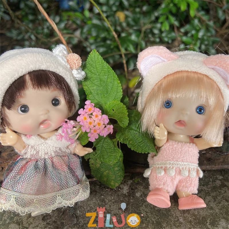BJD Dolls for Girls 10cm OB11 Mini Doll 3D Blue Green Eyes Kawaii Pocket Toys Cute Surprise Face Clothes Girls Toy Birthday Gift